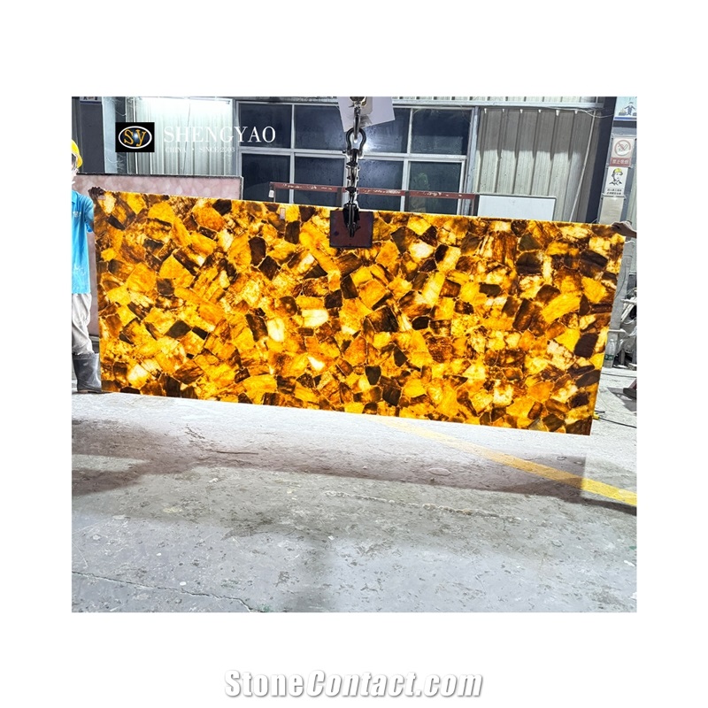 Polished Yellow Citrine Crystal Stone Semiprecious Slabs