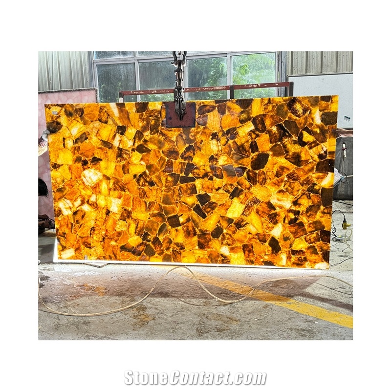 Polished Yellow Citrine Crystal Stone Semiprecious Slabs