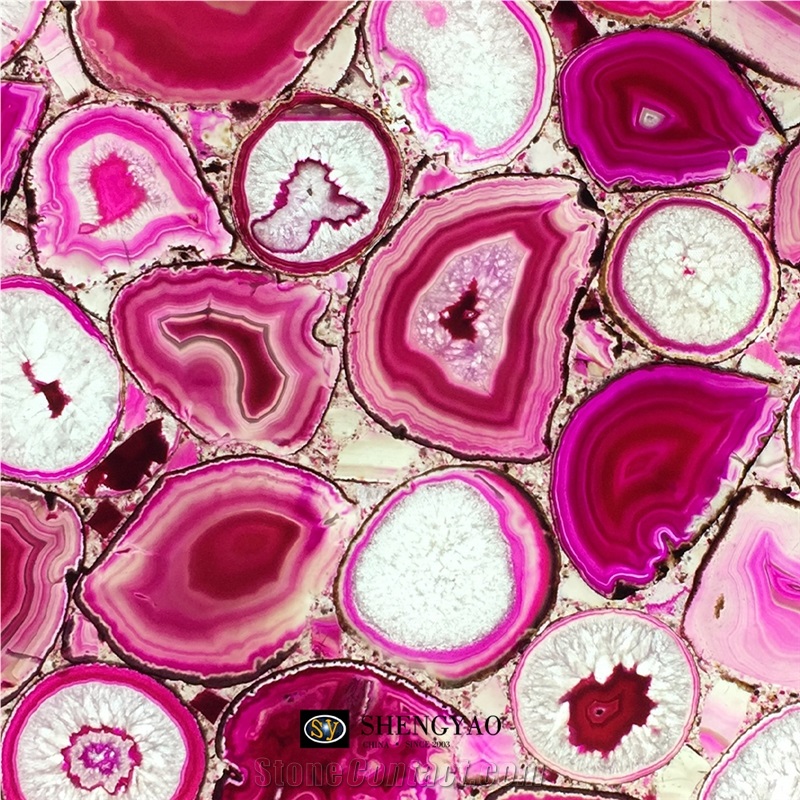 Red Natural Black Agate Translucent Stone Gemstone Tiles