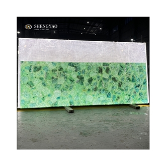Translucent Natural Semiprecious Slabs Green Fluorite Slab