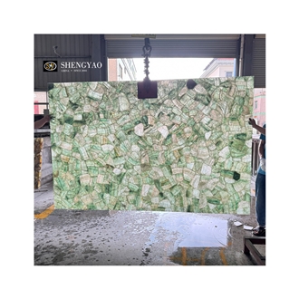 Translucent Natural Semiprecious Slabs Green Fluorite Slab