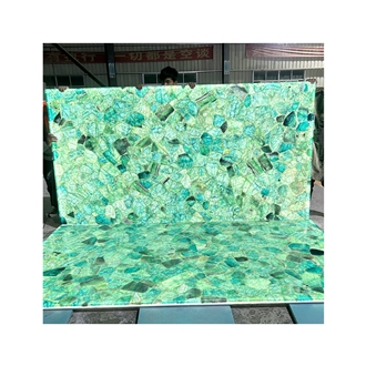 Translucent Natural Semiprecious Slabs Green Fluorite Slab