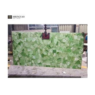 Translucent Natural Semiprecious Slabs Green Fluorite Slab