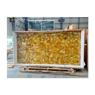 Translucent Yellow Crystal Quartz Gemstone Slabs