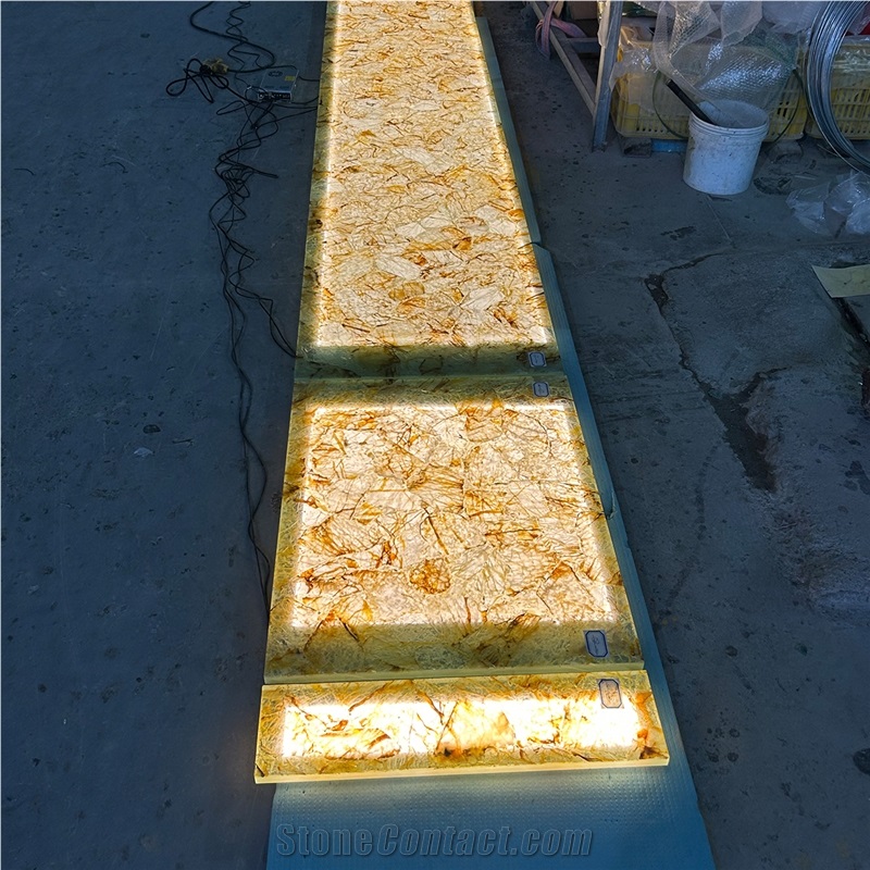 Translucent Yellow Crystal Quartz Gemstone Slabs