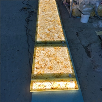 Translucent Yellow Crystal Quartz Gemstone Slabs