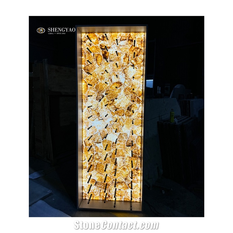Translucent Yellow Crystal Quartz Gemstone Slabs