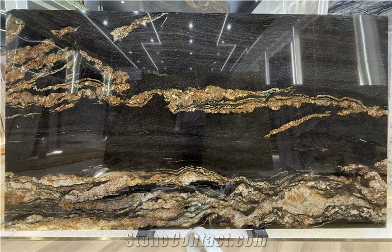 Brazil Magma Gold Granite,Juparana  Cosmic Black Slabs