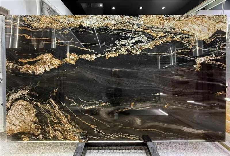 Brazil Magma Gold Granite,Juparana  Cosmic Black Slabs