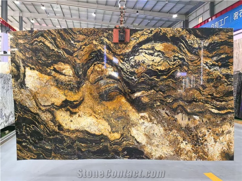 Brazil Magma Gold Granite,Juparana  Cosmic Black Slabs