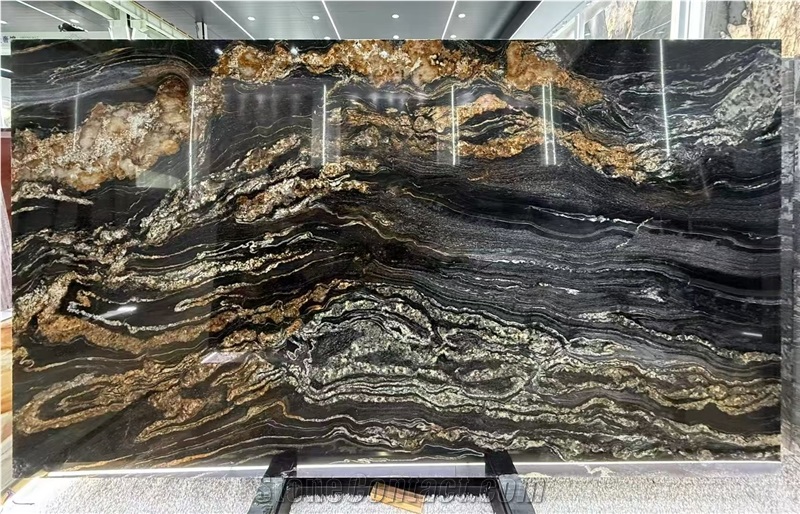 Brazil Magma Gold Granite,Juparana  Cosmic Black Slabs