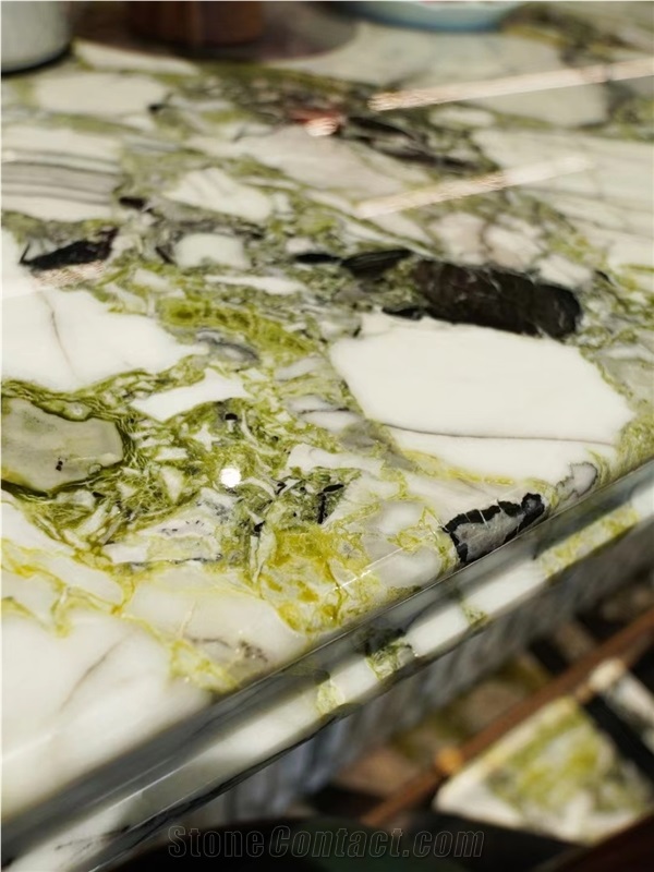 Chinese Green Luxury Cold Jade Green Marble Slabs