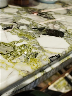 Chinese Green Luxury Cold Jade Green Marble Slabs