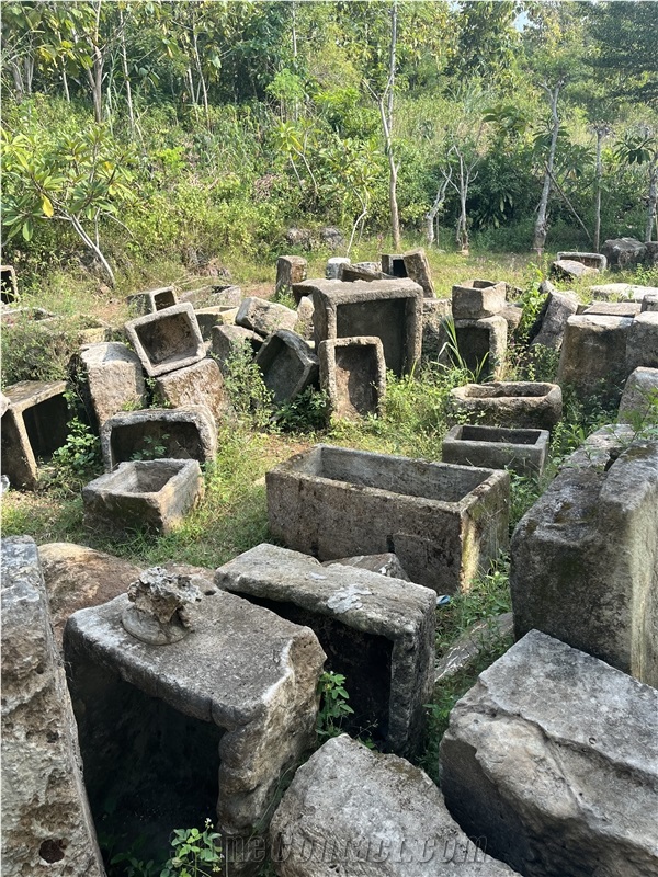 Antique Limestone Troughs, Planters