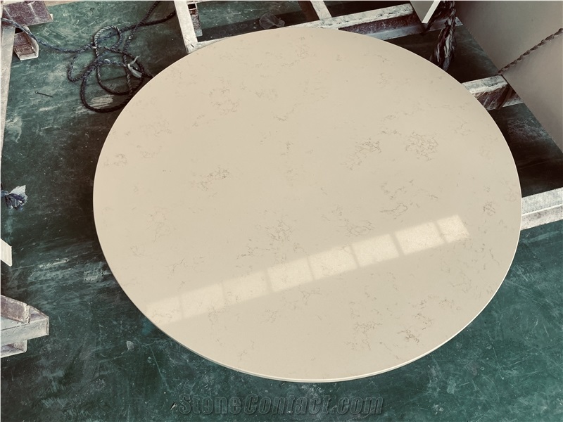 Beige Quartz Stone Round Table Tops