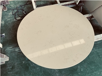 Beige Quartz Stone Round Table Tops