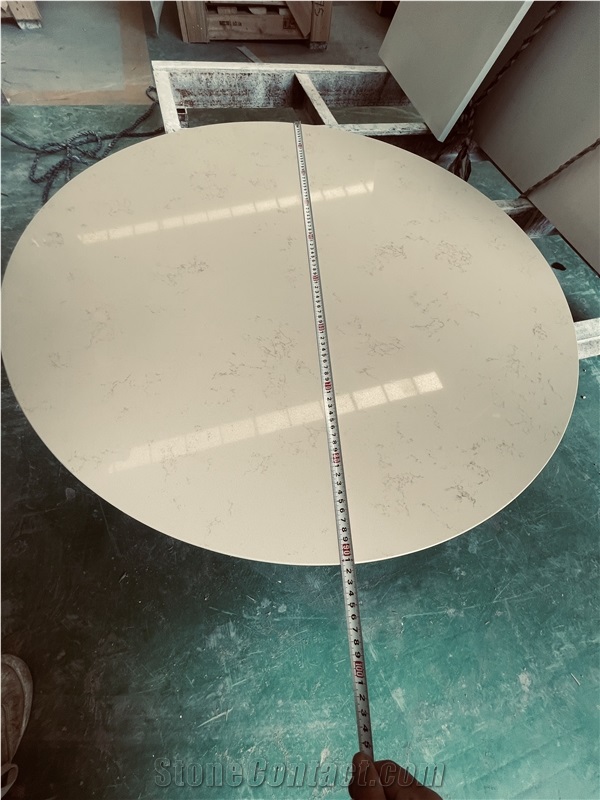 Beige Quartz Stone Round Table Tops