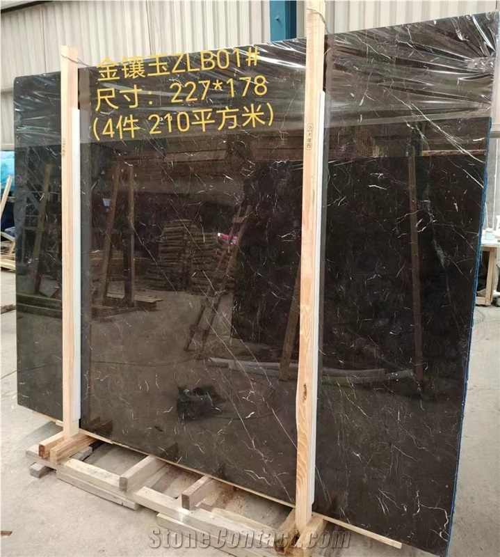 China Gold Jade Marble Slabs Dark Background