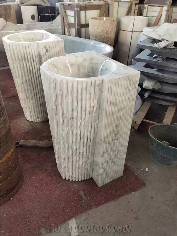 Natural Marble Pedestal Wash Basins