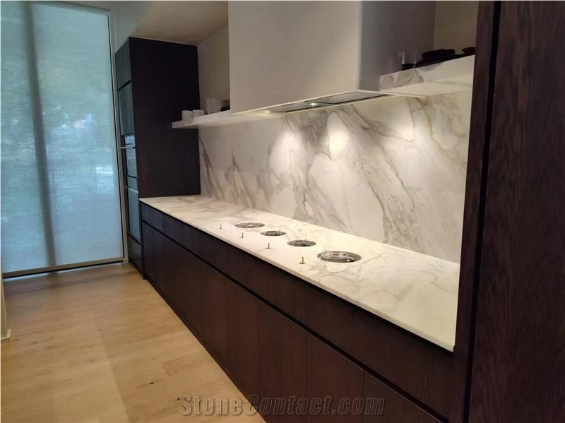 Prefabricated Calacatta Macchia Vecchia Marble Island Countertops