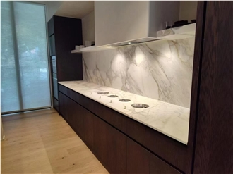 Prefabricated Calacatta Macchia Vecchia Marble Island Countertops