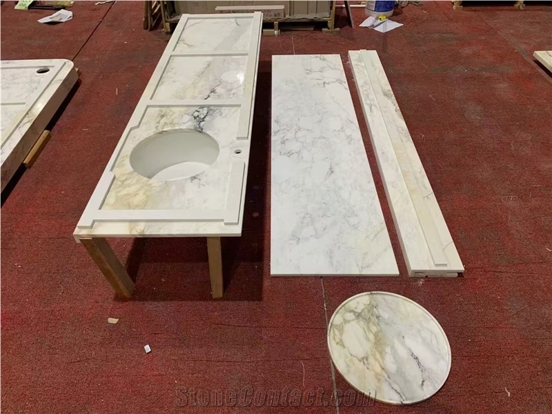 Prefabricated Calacatta Macchia Vecchia Marble Island Countertops