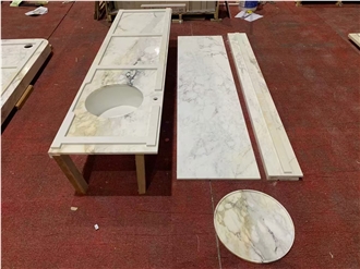 Prefabricated Calacatta Macchia Vecchia Marble Island Countertops