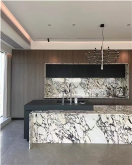 Prefabricated Calacatta Viola Marble Kitchen Island Tops