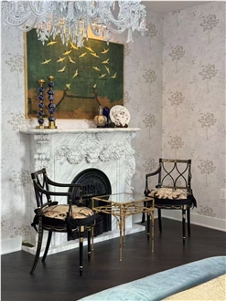 Sculptured Marble Volakas Fireplace Mantel For Indoor Decor