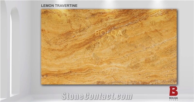 Iran Yellow Travertine Slabs - Azarshahr Lemon Travertine
