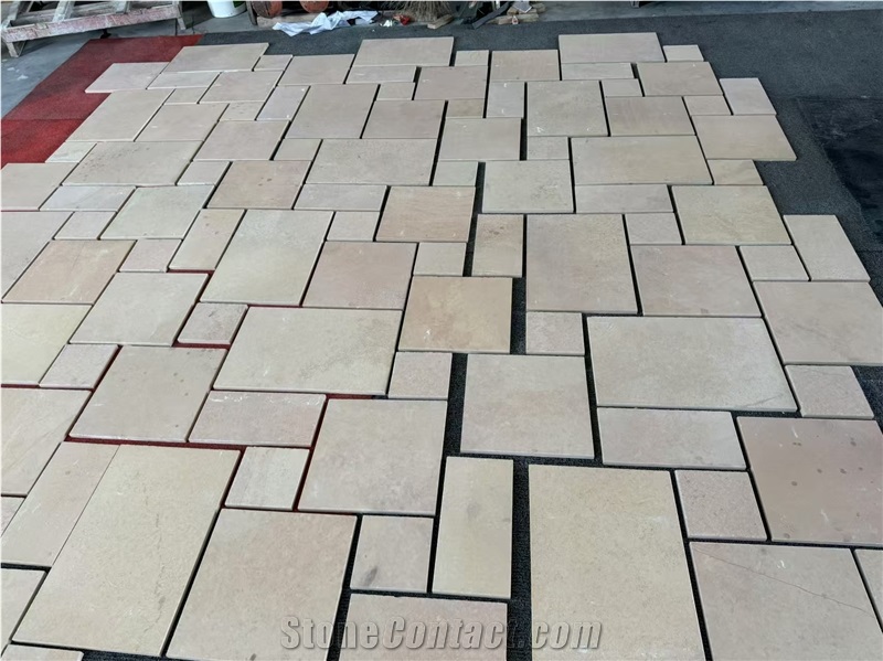 Guizhou Rum Beige Limestone French Pattern Floor Tiles