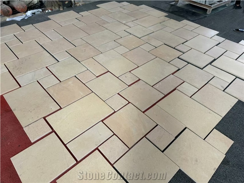 Guizhou Rum Beige Limestone French Pattern Floor Tiles