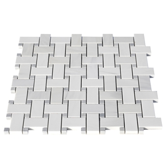Ritz White Marble Basketweave Mosaic Tiles
