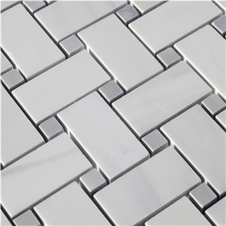 Ritz White Marble Basketweave Mosaic Tiles