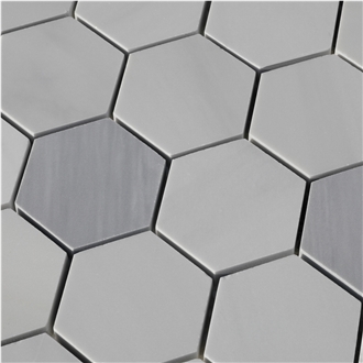 Ritz White Ritz Gray Hexagon Mosaic Tiles