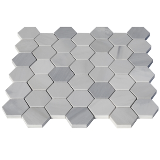 Ritz White Ritz Gray Hexagon Mosaic Tiles