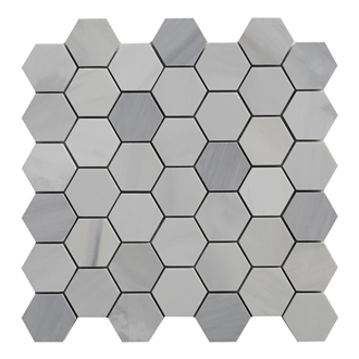 Ritz White Ritz Gray Hexagon Mosaic Tiles