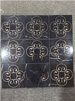Stainless Steel Inlay Marble Medallion Waterjet Cut Pattern