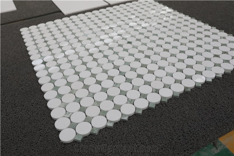 Thassos Marble+Desert Jade Marble Mosaic Tiles