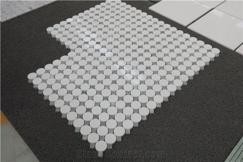 Thassos Marble+Desert Jade Marble Mosaic Tiles
