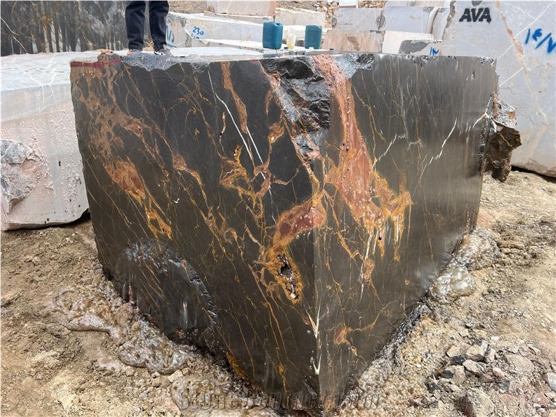 Persian Golden Galaxy Marble Rough Block