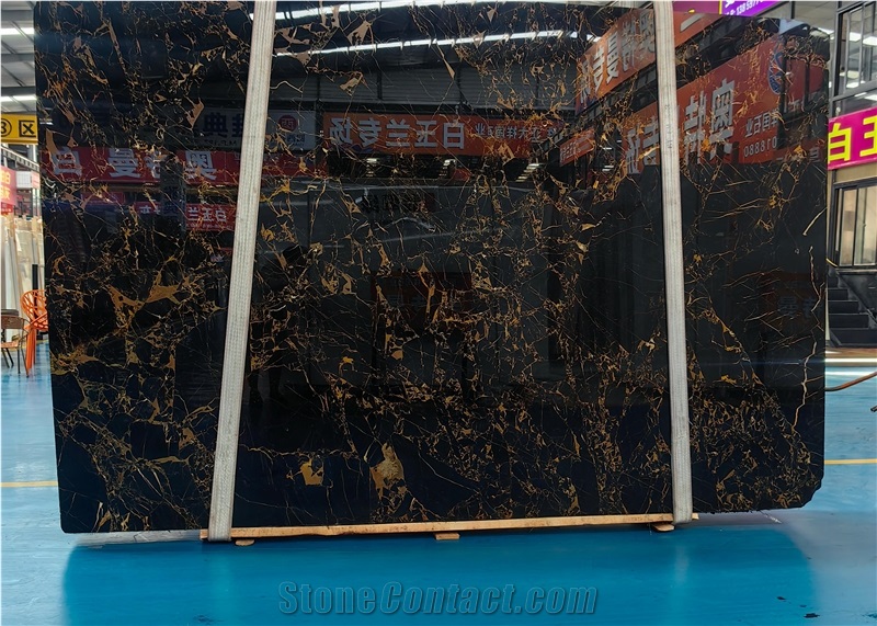 Golden Portoro Marble Gold And Black Marble Slabs