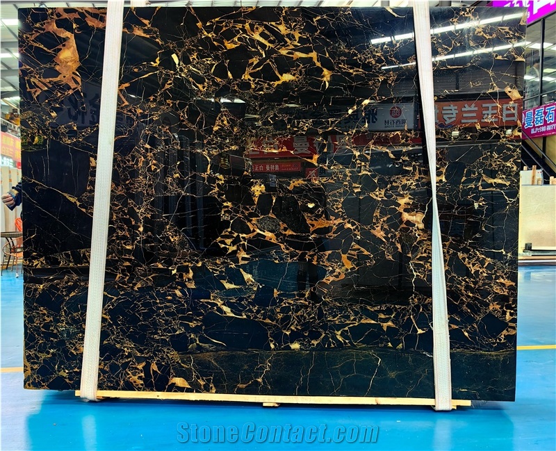 Golden Portoro Marble Gold And Black Marble Slabs
