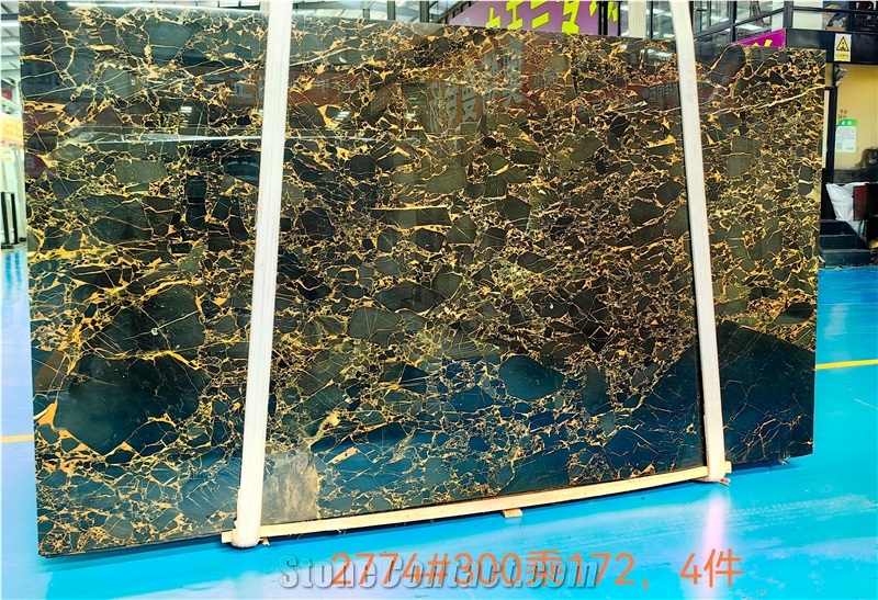 Golden Portoro Marble Gold And Black Marble Slabs