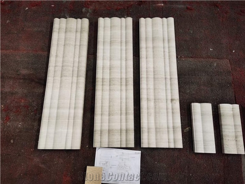 White Wood Grain Marble Polished Floor Tiles