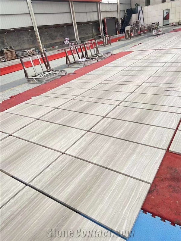 White Wood Grain Marble Polished Floor Tiles
