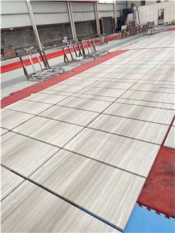 White Wood Grain Marble Polished Floor Tiles