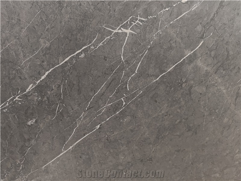 Cloudy Grey Sintered Stone Slabs For Bathroom Flooring