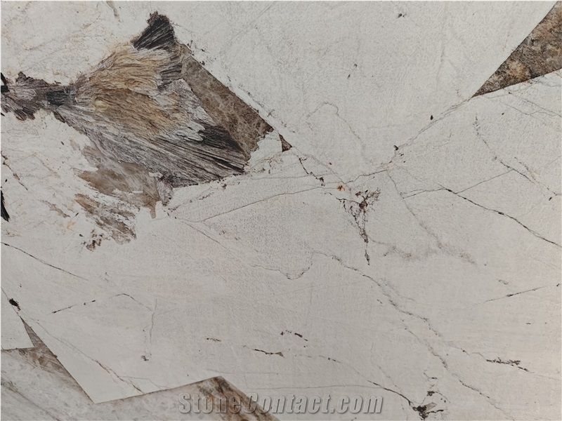 Pandora White Sintered Stone Slabs For Living Room Wall