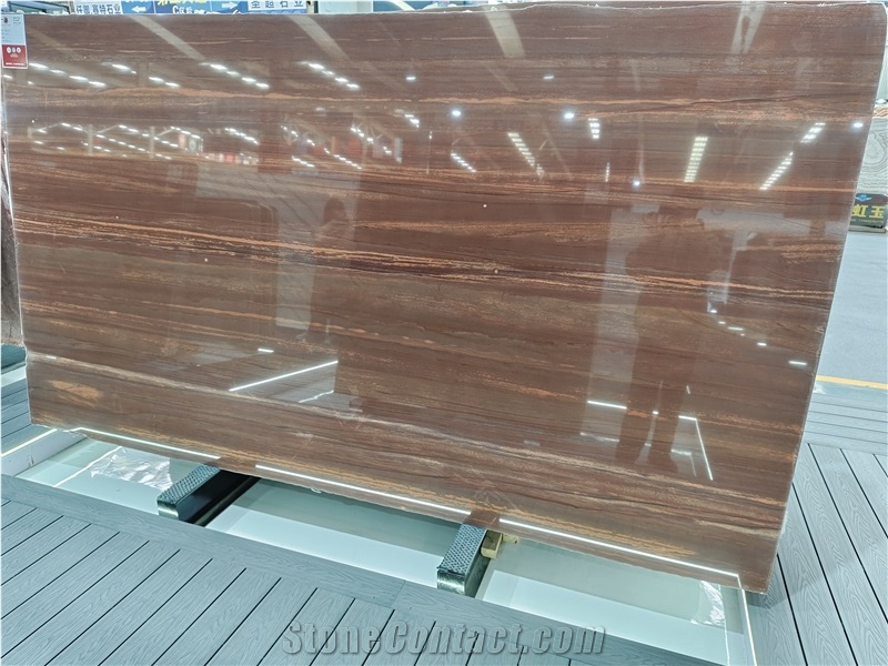Red Wood Grain Marble Slabs Polished Surface 20Mm Thick